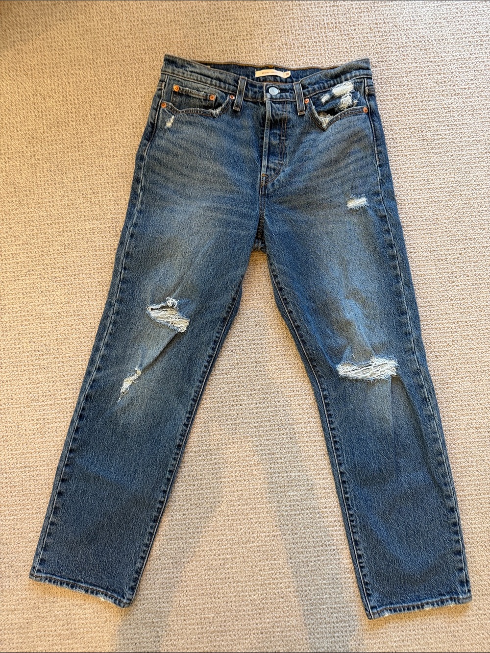 Levi's Straight Leg Distressed Blue Jeans